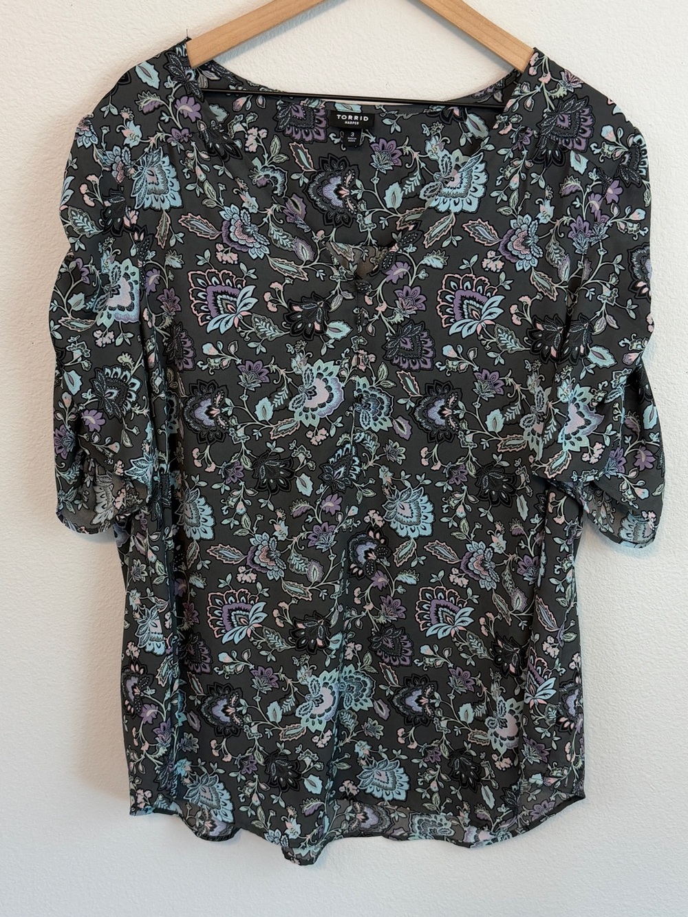 Torrid Harper Georgette Ruched Short Sleeve Blouse